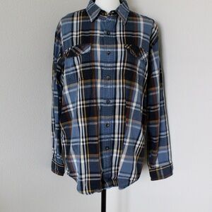 Blue & Brown Heavyweight Flannel Button Down Shirt